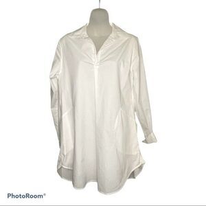 Paraphrase White Tunic Popover with Pockets Size M
